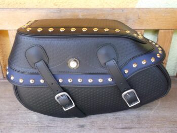 SB 10 Na zamówienie „Sakwy z niebieską listwą ręcznie tłoczone  i nitami ozdobnymi