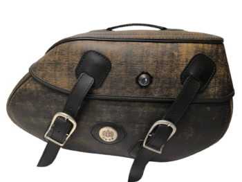 SB05 "Buffalo" skóra brązowo czarna, zamek, emblemat